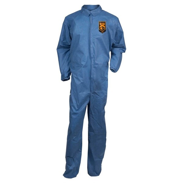 Kleenguard A20 Coveralls - Zipper Front, Elastic Back, Wrists & Ankles, L, 24 PK, Blue - KCC58503