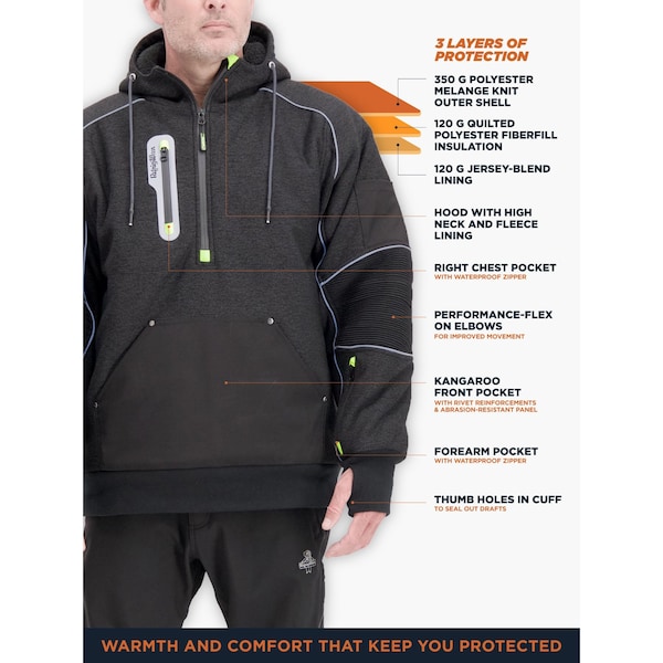 Refrigiwear Extreme Hybrid Sweatshirt Black 3XL - 8480RBLK3XL
