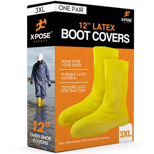 Xpose Safety Hazmat Boot and Shoe Covers 3XL Yellow 12 Over the Shoe Protectors - NB200-3XL-X