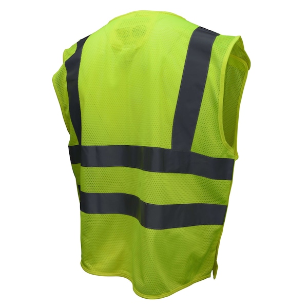 Radians Self Extinguishing Hi-Vis Safety Vest L Class 2 , Hook & Loop 3 Pockets - SV45-2ZGM-L