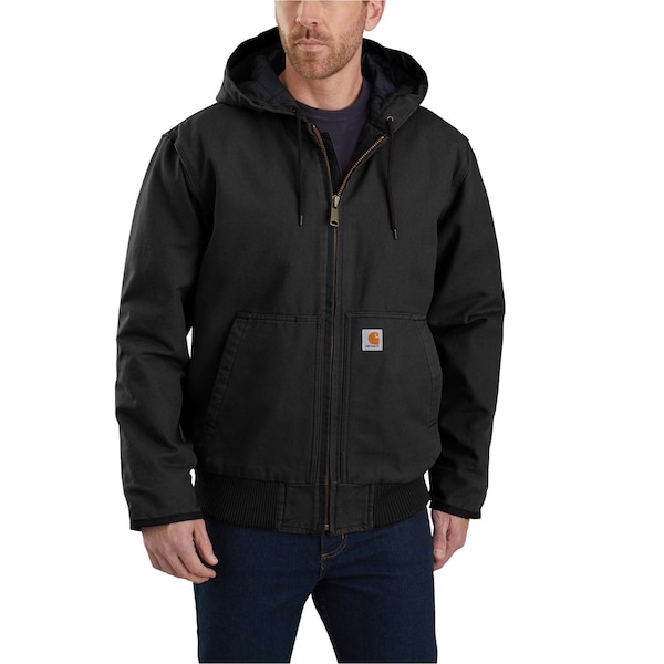 Carhartt Men's Cotton Loose Fit Washed Duck Insulated Active Jacket, Black, XL - 104050-BLK