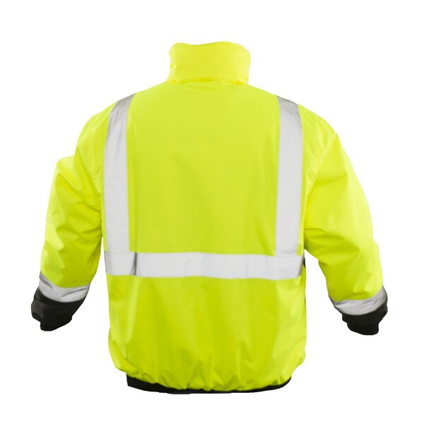 Game Workwear Hi-Vis Bomber Jacket, 100% Polyester 300 Denier Oxford, Hi Vis Lime, L - 1320E