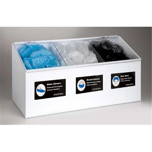 Val-Pak Products RackEm Racks  3-Compartment Dispenser Hair Net-Beard Cover-Shoe Cover - RA299979