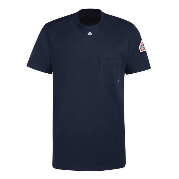 Bulwark Men's Flame-Resistant T-Shirt, 8.9 cal/sq cm, M, Excel FR(R) - SET8NV SS M