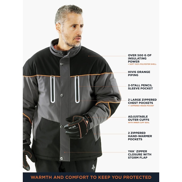 Refrigiwear Black/Charcoal Reg Large Polar Force Insulated Jacket - 8140RBCHLAR