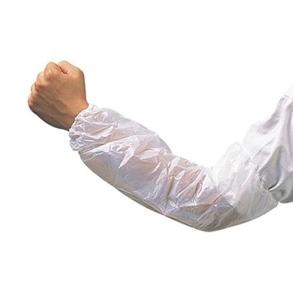 Zoro Select Chemical Resistant Sleeves, 18 in Length, 0.59 mil Thick, Serged Seam, White, 2000 PK - 2818W