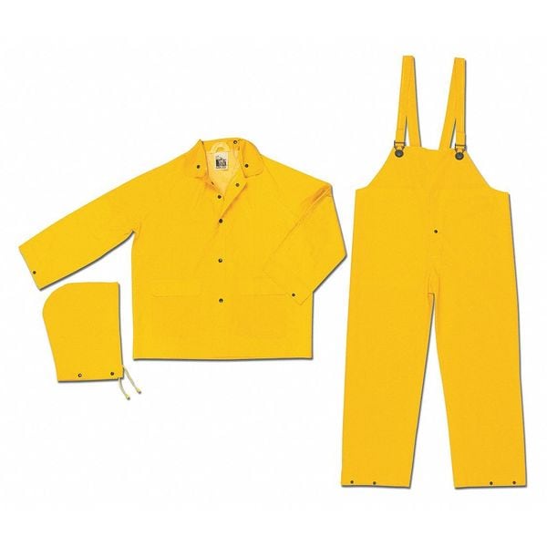 Mcr Safety Industry Grade Pvc Poly Suit 3 Pc Ye, 3XL, PVC/Polyester, Yellow, 3XL - 2303X3