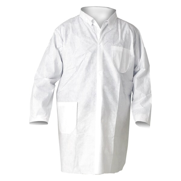 Kleenguard A20 Breathable Particle Protection Lab Coats, Snap Closure/Open Wrists/Pockets, X-Large, White, PK25 - KCC 10039