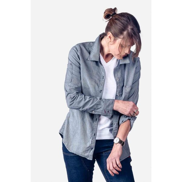 Dovetail Workwear Women's Workshirt, Indigo Stripe - DWS21S01-404-L