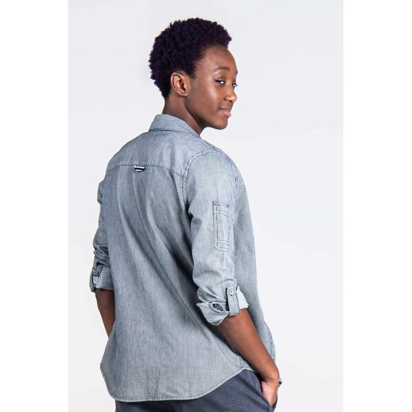 Dovetail Workwear Women's Workshirt, Indigo Stripe - DWS21S01-404-L