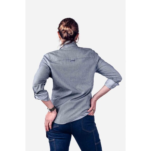 Dovetail Workwear Women's Workshirt, Indigo Stripe - DWS21S01-404-L