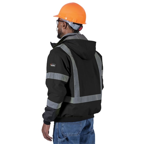 Pioneer High Visibility Waterproof Heated Bomber Jacket, Polyester, Black, S - V1210170U-S