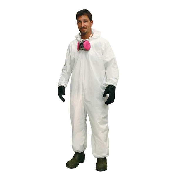 Keystone Safety Hooded Disposable Coveralls with Elastic Wrists and Ankles, White, Small - CVL-KG-H-E S
