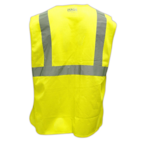 Magid High Visibility Vest 2XL/3XL Class 2 , Hook & Loop 3 Pockets - SVBA5-Y-2X3X