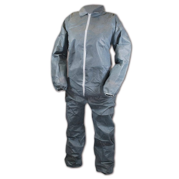 Magid Disposable Coverall, Collared, 2XL, SmsSMS, Zipper, Serged Seam - CVZ4G-XXL