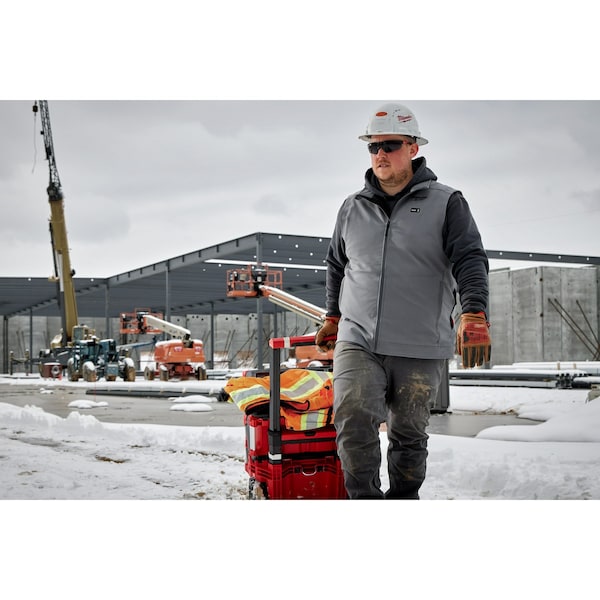 Milwaukee Tool M12 TOUGHSHELL Men's Heated Vest, Includes: M12 Battery Holder, Gray, Large - 304G-20L