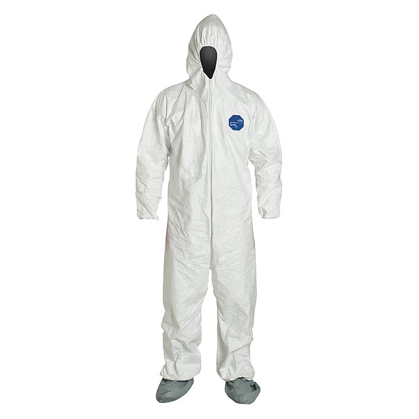 Dupont Disposable Coverall, Hooded, XL, Tyvek(R) 400, Zipper, Elastic Cuff, Elastic Ankle, Serged Seam - TY122SWHXL0006G1
