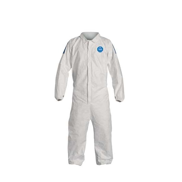 Dupont Tyvek 400 Collared Disposable Coverall, High Density Spunbond Polyethylene, XL, White, 25 Pack - TD125SWBXL0025CM