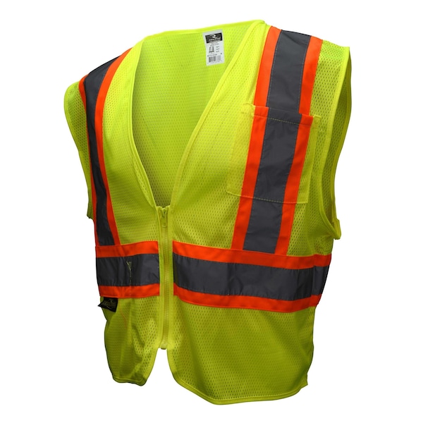 Radians Hi-Vis Economy Vest w/Two-Tone Trim L Class 2 , Zipper Closure 2 Pockets - SV22-2ZGM-L