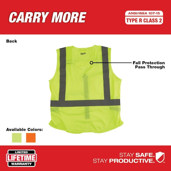 Milwaukee Tool Class 2 High Visibility Yellow Safety Vest - L/XL - 48-73-5022