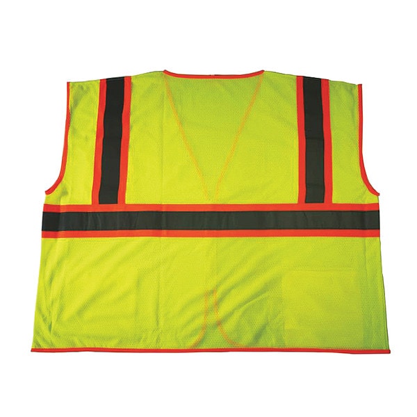 Condor High-Visibility Vest, Type R, ANSI Class 2, U-Block, Silver Stripe, Zipper, Mesh Polyester, Lime, XL - 53YM35