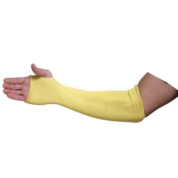 Condor Cut-Resistant Sleeve, Cut Level A3, Kevlar, Sleeve with Thumbhole, 18 in L, Yellow, Large - 2AG29