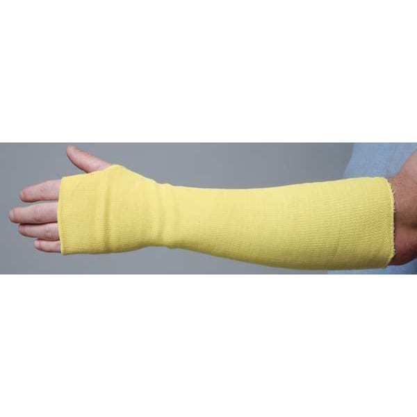 Condor Cut-Resistant Sleeve, Cut Level A3, Kevlar, Sleeve with Thumbhole, 18 in L, Yellow, Large - 2AG29