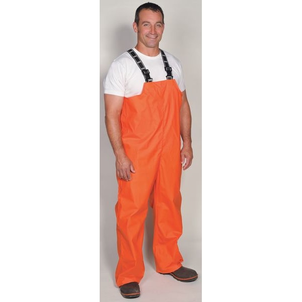Helly Hansen Rain Bib Overall, Polyester, 30 1/2 in Inseam, 30 in Waist, 35 mil Thickness, Orange, S - 70529_290-S