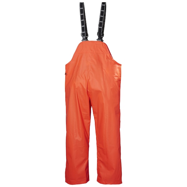 Helly Hansen Rain Bib Overall, Polyester, 30 1/2 in Inseam, 30 in Waist, 35 mil Thickness, Orange, S - 70529_290-S