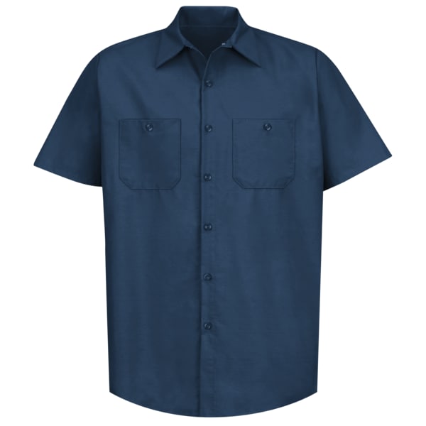 Red Kap Men's Mens Ss Navy Poplin Work Shirt, 4XL, Cotton/Polyester, Buttons Closure, 2 Pocket(s), 4XL - SP24NV SS 4XL