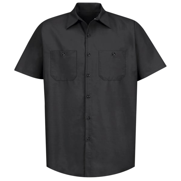 Red Kap Men's Short Sleeve Industrial Poplin Work Shirt, Cotton/Polyester, Buttons Closure, 2 Pocket(s) - SP24BK SSL4XL