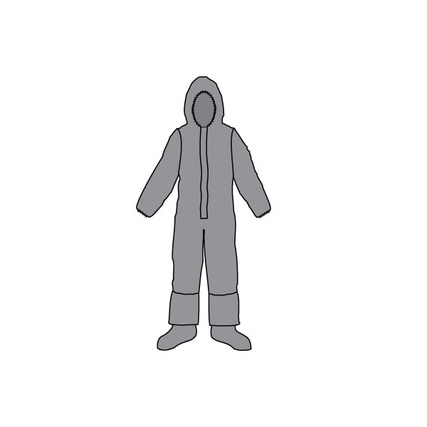 Kappler Disposable Coveralls, Hooded, L/XL, Zipper/Double Storm Flap, Elastic Cuff, Attached Boots Ankle - Z2H426GYLGXL