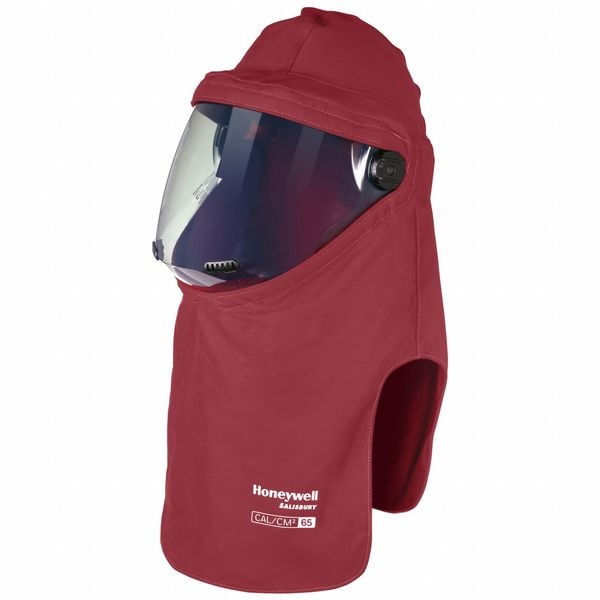 Salisbury Arc Flash Hood, 4 PPE CAT, 65 cal/sq cm, Polycarbonate Window, Red - FH65PRG-PP