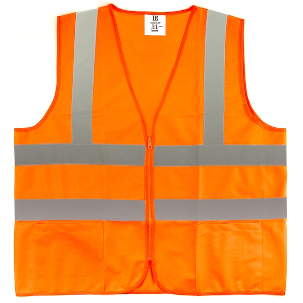 Tr Industrial Orange High Visibility Reflective Class 2 Safety Vest, 5XL - TR88066