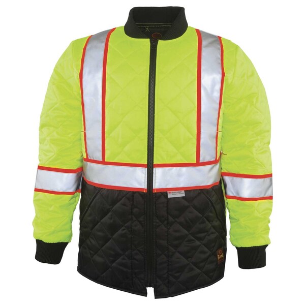 Game Workwear Hi-Vis Quilted Jacket, Full Front Zipper, Hi Vis Lime, L - 1275