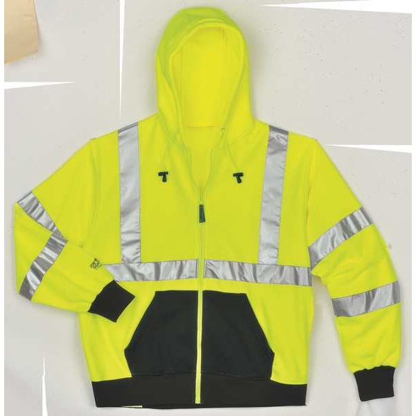 Tingley Job Sight Hi-Vis Hooded Sweatshirt, Cl. 3, Lime, L - S78122