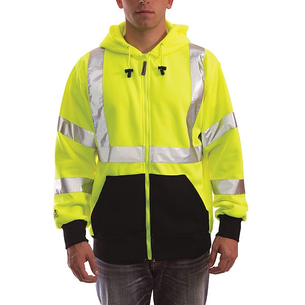 Tingley Job Sight Hi-Vis Hooded Sweatshirt, Cl. 3, Lime, L - S78122