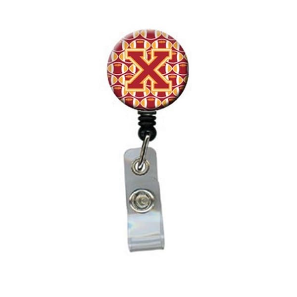Carolines Treasures Letter x Football Cardinal and Gold Retractable Badge Reel - CJ1070-XBR