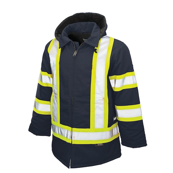 Tough Duck Hi-Vis Parka, 100% Cotton 10 oz. Duck, Class 1 Type O, Navy, 2XLT - S15751