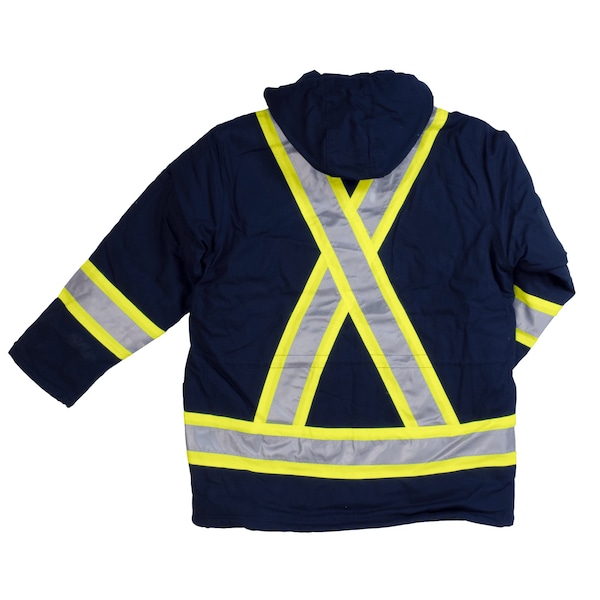 Tough Duck Hi-Vis Parka, 100% Cotton 10 oz. Duck, Class 1 Type O, Navy, 2XLT - S15751