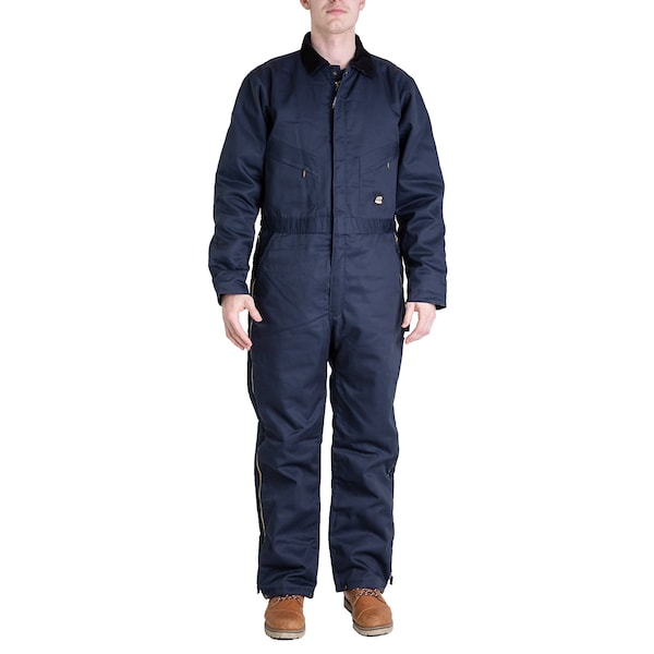Berne Coverall, Deluxe, Insulated, Twill, M Short, Navy, Size MS - I414