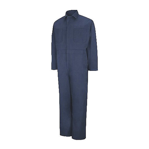 Red Kap Mns Ls Navy Action Back Coverall, 2XL, Cotton/Polyester, Two-Way Brass Zipper - CT10NV LN 54