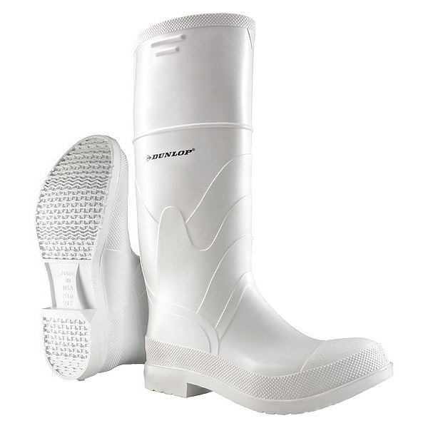 Dunlop Men's Dunlop Tall Rubber Boots, Plain Toe, 16" Height, White, 9 - 8101100