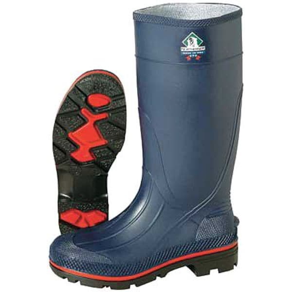 Honeywell Servus MAX Plain-Toe Women's Work Boots, PVC, Chemical-Resistant, 15 in H, Navy/Red/Black, Size 7, 1 Pair - 75126/7