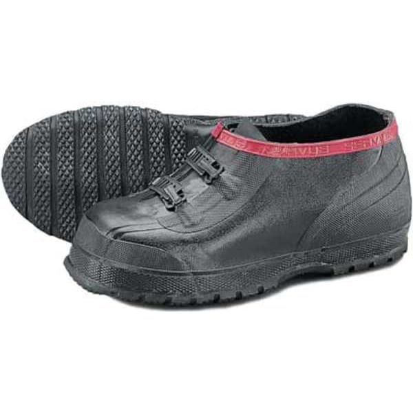 Ranger By Honeywell Overshoes, Plain Toe, Natural Rubber, 5 in Height, Buckles Closure, Ribbed Sole, Black/Red, 12 - T469/12