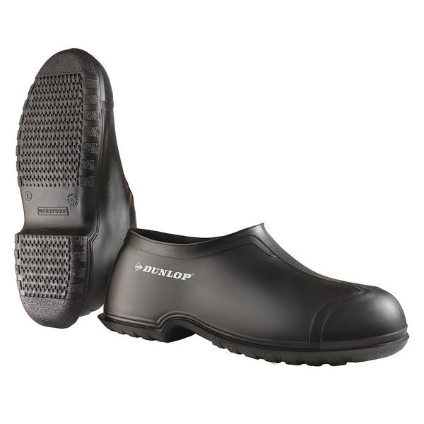 Dunlop Overboot, MId-Calf, Cleated Sole, Button Tab Closure, PVC Upper, 10 in Boot Height, Black, XL - 8601000