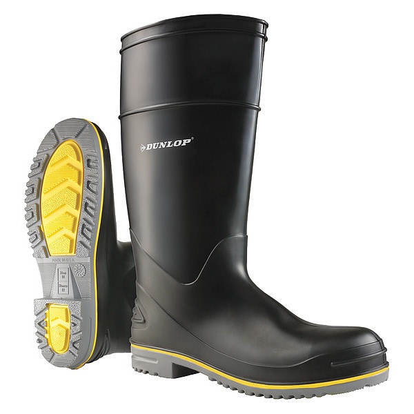 Dunlop Polyflex Steel-Toe Rubber Boots, Defined Heel, Oil Resistant Sole, Knee, Black, Men's, Size 10 - 8990800