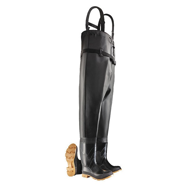 Dunlop Men's Chest Wader, Steel Toe, Defined Heel, Waterproof, Heavy PVC Upper, Black, Size 11 - 8606700