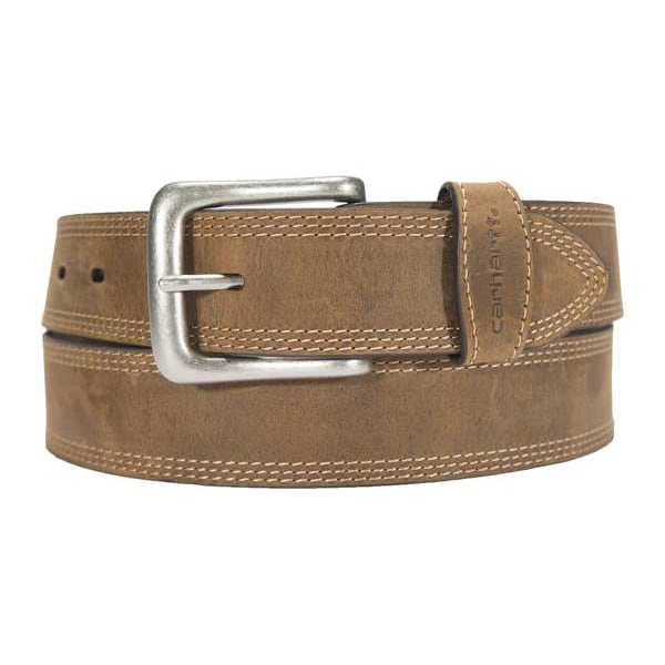 Carhartt Carhartt Triple Stitch Belt, Brown, Top Grain Saddle Leather, 56 in Length, 1 3/8 in Width - A000550720118