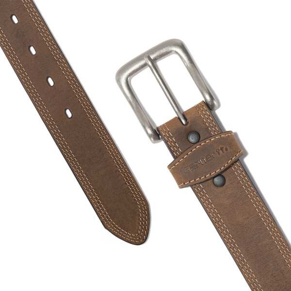 Carhartt Carhartt Triple Stitch Belt, Brown, Top Grain Saddle Leather, 56 in Length, 1 3/8 in Width - A000550720118